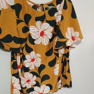 Eva Franco Mustard Floral Blouse